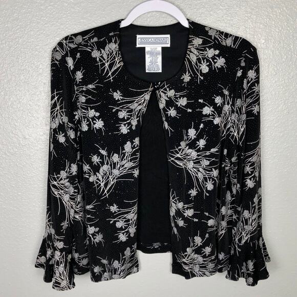 Jessica Howard Size 14 Cropped Cardigan Bolero Single Button Top w Shiny Details - Picture 1 of 7